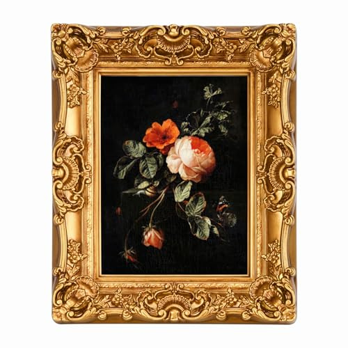 HAOYUANFRAME 11x14 Picture Frame with Oil Painting, Antique Gold European Style for Wall Decor, Baroque-Style Home Decor Large Photo Frame with Real Glass, Ready to Hang