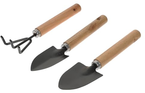 Vaguelly 3pièces Pelle De Jardin Mini avec Truelle Râteau pour Extérieur Camping Noir