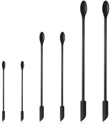 Guduling 6pcs Silicone Spatula Mini, Make Up Bottle Scraper, Silicone Spoons for Cosmetics and Kitchen, Beauty Spatulas with Long Handle for Getting The Last Drop from Jars and Bottles