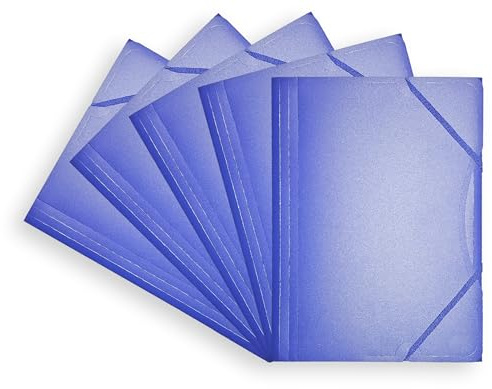 Conipa® 5 x Gummizugmappe Blau DIN A4 aus PP-Kunststoff (Plastik) - Mappe & Hefter mit Gummizug Schule & Büro (langlebig) - Eckspanner-Mappen & Hausaufgaben-Mappen Kinder (PVC-frei) mit Innenklappen