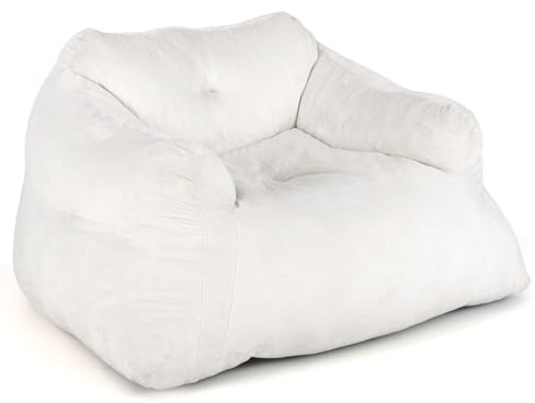 RELAX4LIFE Sitzsack Erwachsene, Sitzsäcke Sessel mit weichem Samtbezug, Schwammfüllung & Rutschfester Basis, Loungesessel Faulsofa Bodensofa für Wohnzimmer, Schlafzimmer, Lesezimmer, Beige