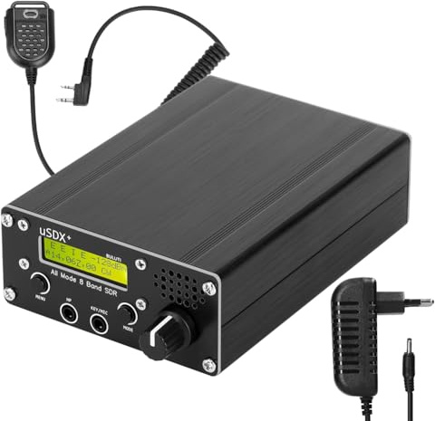 Asyduey Transceptor USDR USDX+ Plus V2 10/15/17/20/30/40/60/80 M 8 Bandas SDR SSB de Alta Frecuencia QRP con Interfaz BNC y Enchufe Europeo