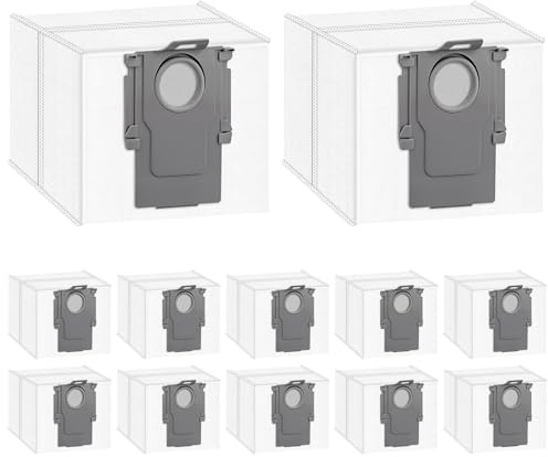 12 stycken dammpåsar 3L kompatibel med Roborock Q5+/Q5 Pro+/Q5 Max+/Q7 Max+/Q8 Max+/S8 Pro Ultra/S8+/S7 Max Ultra/Q10 S5+, reservdelar och högkapacitets dammsugarpåsar för sugstation