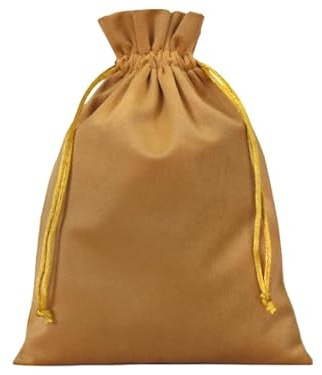 3 Samtsäckchen (Soft) 40x30 cm - Samtbeutel, Geschenkbeutel, Stoffbeutel, Nikolaus, Weihnachten, Advent, Dekoration (gold)