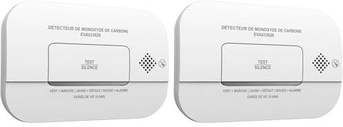 EVACUATE - Détecteur de monoxyde de Carbone NF autonomie 3 Ans (Lot de 2)