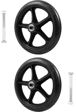 COLLBATH Lot de 2 Roues Frontales pour Fauteuil Roulant 7 Pouces Pneus Pleins en Caoutchouc Polyuréthane Roues Silencieuses et Résistantes à L'Usure Accessoires de Remplacement pour