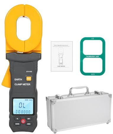 Digital Multimeter, Resistance Meters, Ground Earth Tester Multifunction Digital Clamp Meter LCD Display Alarm Ammeter ST4100/ST4800,for car,professional electricians(ST4100)