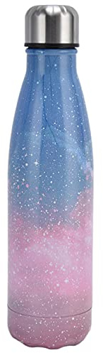 Zerodis Bouteille Isotherme, Bouteille d'eau Portable en Acier Inoxydable, Design Ergonomique Fin, Idéale pour les Voyages et les Sports de Plein Air (ciel étoilé rose)
