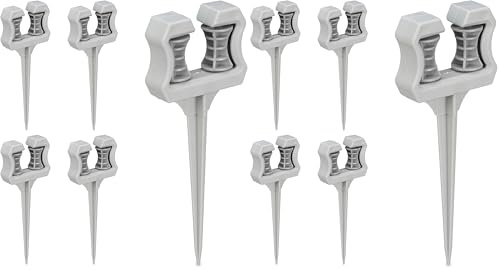 Relaxdays Schlauchführung Gartenschlauch, 5er Set, Gartenschlauchführung mit Erdspieß, HxBxT: 26 x 10 x 3,5 cm, grau (Packung mit 2)