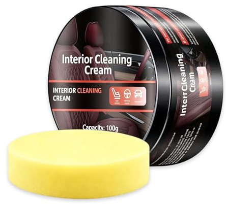 Auto Kunststoff Kratzer Entfernen, 100g Interior Cleaning Paste für Auto Innenraum, Kunststoffpflege & Lederpflege Set mit Schwamm, Reparaturpaste für Armaturenbrett, Gummi & Leder