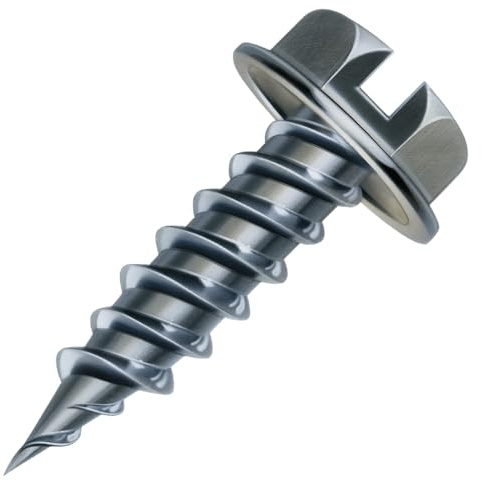 Malco 8X3/4 Zip-in Self-Piercing Screws | 1/4 Slotted Hex Washer Head Sheet Metal Screws | Fast & Easy Piercing | Zinc Plated (1000 Count)