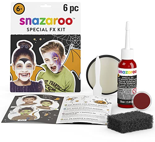 Snazaroo Schmink Set für Grusel Make-up, Kunstblut, Farbe & Effektwachs für Wunden