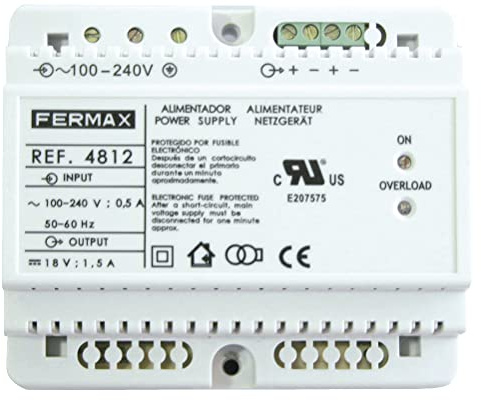 Fermax ALIMENTADOR DIN6 100-240VAC/18VDC-1,5A