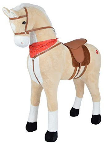Pink Papaya Giant XXL Kinder Spielpferd zum Reiten Sternchen 125 cm | Plüschpferd | Fast lebensgroßes Pferd zum Reiten für Kinder | Stehpferd bis 100kg belastbar mit Sounds