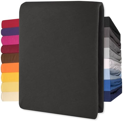 CelinaTex Jersey Topper Spannbettlaken Lucina 140x200-160x200cm schwarz 100% Baumwolle gekämmt bis 12cm Matratzenhöhe Spannbettbezug, Leintuch, Bettlaken, elastisch, Strech, Oeko-Tex