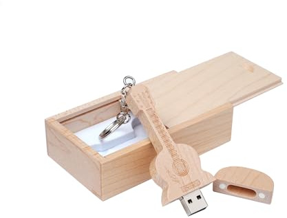 Guitar Shaped Maple Wood Memory Stick USB Flash Drive in Wood Box (2.0/16GB, Maple Wood)