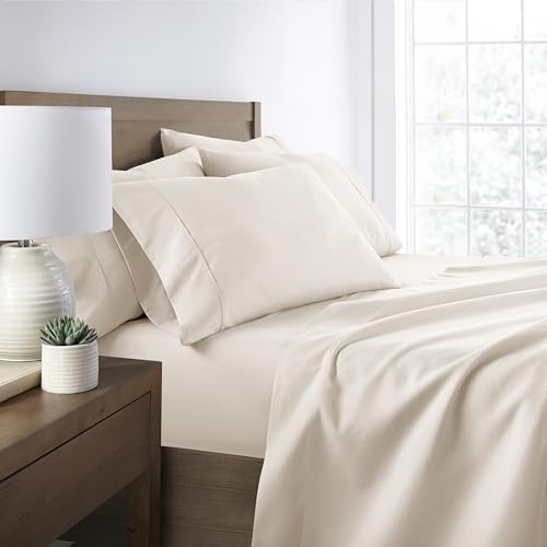 Linen Market 6 Piece Bed Sheet Set, Ivory, Queen