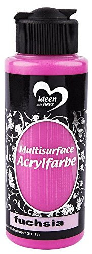 Ideen mit Herz Acrylfarbe Multisurface | Allzweckfarbe zum Bemalen von Holz, Glas, Polyester, Keramik, Porzellan, Terracotta, Styropor, Leder | Universalfarbe auf Wasserbasis | 120ml (fuchsia)