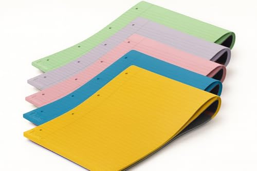 indigo® A4 Dyslexia Writing Pads – Assorted Tinted Paper, 80 gsm, Ruled with Margin, 100 Pages, Pack of 5 | Aid for Dyslexic & Visual Stress Support