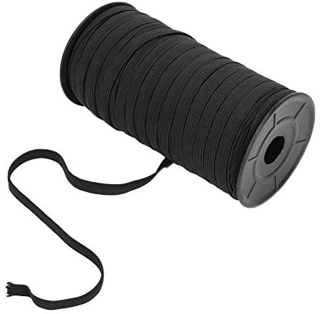 Sheens Cordón elástico, 8 mm 100 Yardas Banda elástica Banda de Goma Punto Plano Accesorio de Costura Artesanal elástico para Ropa de Bricolaje[Negro] Cintas elásticas
