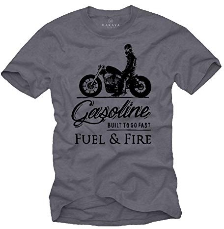 Geschenke für Motorradfahrer - Davidson Umbau Motorrad T-Shirt für Motorradfans Blaugrau L