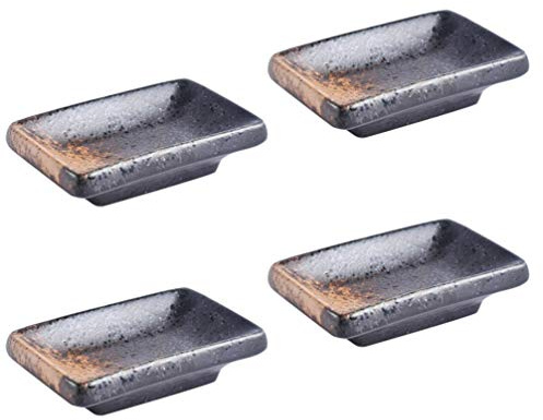 Hemoton 3. 5 inch Japanese Style Ceramic Dipping Bowl Sauce Dish Bowl Condiments Server Dishes Dip Cups Small Appetizer Snack Bowls for Dipping Japanese Plates Sushi Plate 4pcs