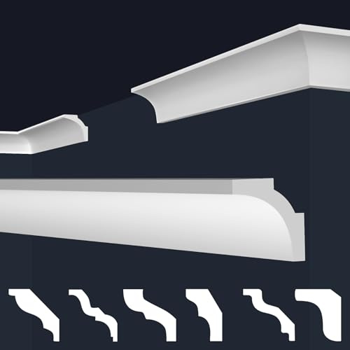 MARBET DESIGN Stuckleisten XPS Styropor weiß - Deckenleisten Stuck Decken Styroporleisten E-Leisten - (20 Meter / 10 Leisten E-11)