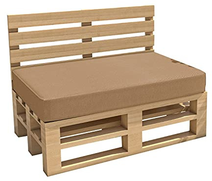 chilly pilley Cojín de paleta de la UE impermeable Cojín de jardín interior exterior lavable extraíble cojín de asiento cojín trasero (cojín de asiento 120x60x15, beige)