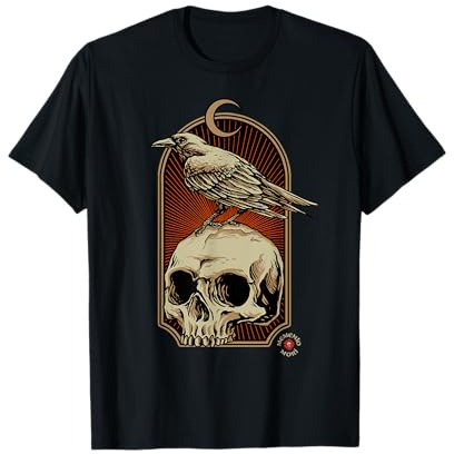 Edgar Allan Poe - Nunca más Cráneo y cuervo - Memento Mori Camiseta