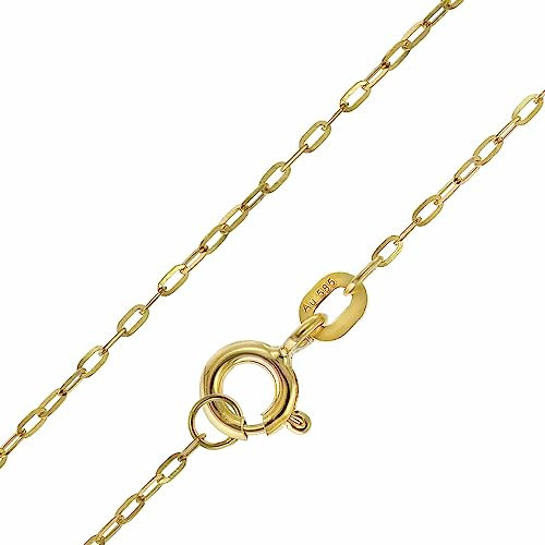 trendor Damen-Halskette 585 Gold / 14 Karat Flachanker 1,1 mm breit 51895 | zauberhafter Halsschmuck aus Echtgold für Frauen, wunderschöne Geschenkidee,