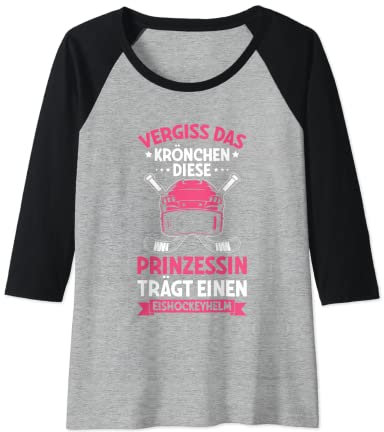 Damen Eishockey Eishockeyspielerin Eishockeyhelm Spruch Raglan