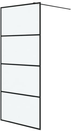 vidaXL Parete Doccia Walk in Nera 90x195 cm Vetro Smerigliato ESG