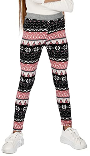 hi! mamma flickor extra tjocka varma leggings vinter termiska byxor med päls inuti barn fleecefodrade plyschbyxor julmönster enfärgade vardagsbyxor till skolan 3-14 år, Mönster 7, 11-12 År