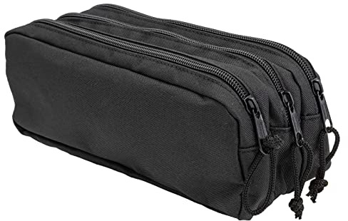Idena 20121 - Trousse avec 3 Compartiments zippés, env. 9 x 23 x 10 cm Grande Trousse à Crayons en Noir