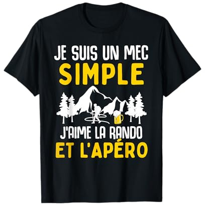 Mec simple j'aime la rando et apèro cadeau rendonée homme T-Shirt