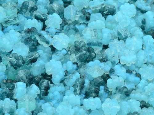 300 pcs Drücken Sie Perlenblumen 8 mm, Gemischte Farben Aqua MIX-AQUA