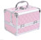 HOMCOM Valigetta Trucchi Professionale, Beauty Case per Make Up con Profili in Alluminio, Maniglia e Vassoio Cantilever, 20x15x15cm, Rosa