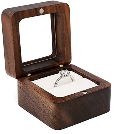 AVFORA Schmuck-Organizer, tragbar, Ringkästchen aus braunem Holz, Schatzkiste, Ohrringe, umgedrehter Schmuck, Schaukästchen aus Holz (Color : C1)