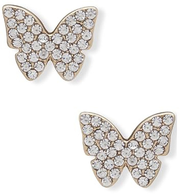 DKNY Damen Schmetterling Ohrstecker in Gold mit Kristallsteinen, 60538642