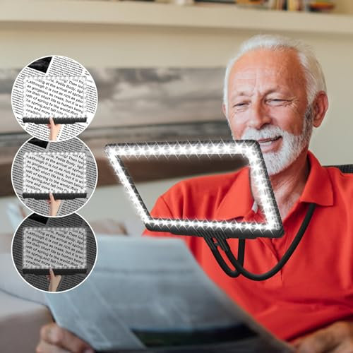 Lente d'ingrandimento 5X a mani libere con luce 43 LED ultra luminosi, lente d'ingrandimento grande per lettura, lente d'ingrandimento flessibile a collo d'oca per riparazione collo usura cucito