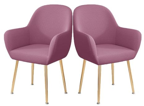 LIFEDX Stuhlhusse Stuhlbezug Stretch 2er/4er/6er Set, Gebogen Stuhlbezüge Rückenlehne mit Armlehne Abnehmbar, Stuhlüberzug Esszimmerstühle Modern Bürostuhl Bezug Stuhl Beschützer-Purple||2PCS