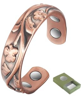 YINOX Magnetischer Herrenring aus reinem Kupfer, offener 67.5MM-Magnetring mit einstellbarer Größe, inklusive 4 starken Magneten und hochwertiger Geschenkbox