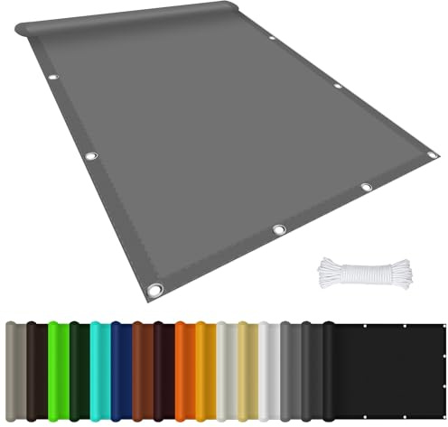 Tenda Parasole Vela Ombreggiante 80 x 200 cm Telo Ombra Lavabile, Rettangolare Impermeabile con Occhielli, 185Ggsm Oxford, per Giardino Balcone Terrazza, Grigio Chiaro