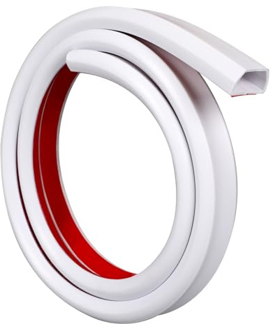 PVC Self-Adhesive Cable Trunking - Mini Duct for Protecting and Hiding Electrical Cables in Home or Office - Wall Flex Organizer (White, 5M)