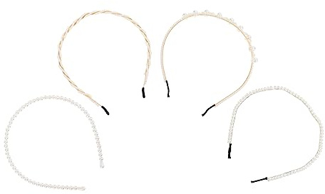 IWOWHERO 4pièces Bandeaux Perles Élégants Pour Filles Accessoires De Mariage Coiffure Créative Et Déco De Tête Plastique Abs Pour Événements Quotidien