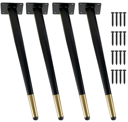 Caossuixin 4PCS 16 Furniture Legs, Metal Office Table Legs Kitchen Furniture Worktop Support Legs - Oblique Conical, Non-Slip Furniture Feet Legs for Chairs Shelves Sofas Table Desks (40cm)