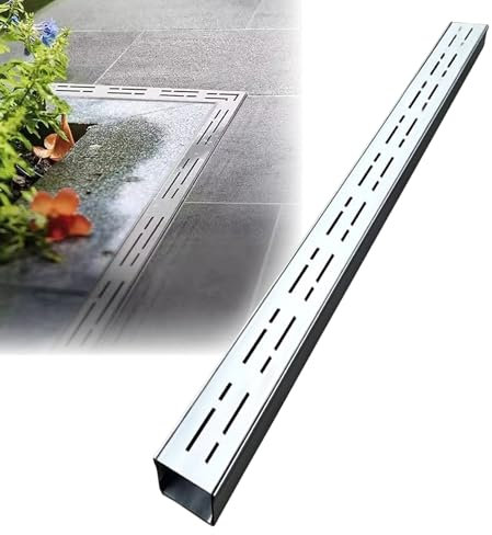 Ablaufgitter Abflussgitter Grabenablaufsystem mit Metallgitter, abnehmbarer Abwasserkanal-Abdeckplattensatz/Duschbodenablauf, Gully-Siebe für Hof, Garten, Landschaft, Auffahrt, Sportplätze(W-H 15x5cm/