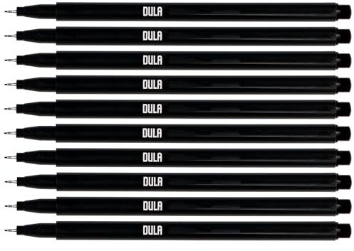 DULA Fineliner Schwarz 0.4mm - Fineliner-Set - Schwarze Stifte - Zeichnen & Malen - 10 schwarze Fineliner
