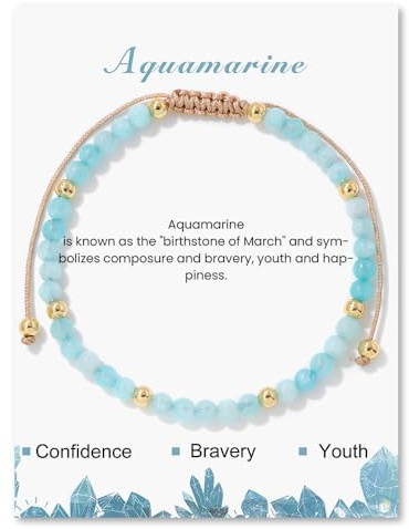 GoPaw Naturstein Perlen Armband Damen, 4mm Verstellbare Edelsteinarmband Kugeln Natursteinarmband Perlenarmband Yoga Armband für Fraun Mädchen