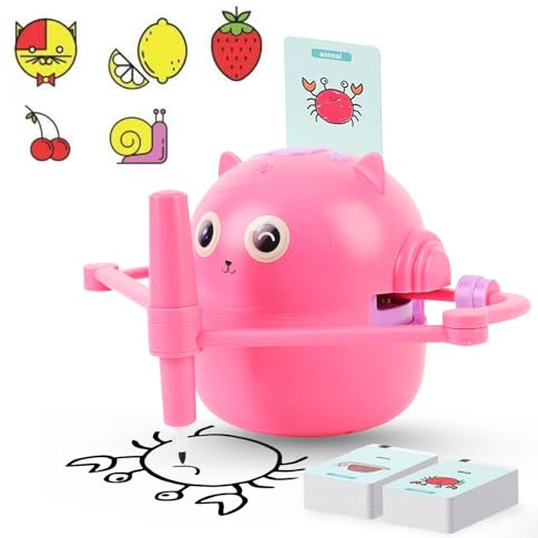 Elprico Roboter Zeichnen für Kinder, Interaktiver Bildungsroboter mit Karten, Kunstkünstler Malen Lernspielzeug für Mädchen (Rosa)